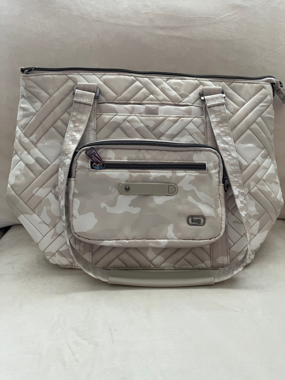LUG -  Catamaran Tote Bag with Removable Pouch in Camo White - Used Only Once